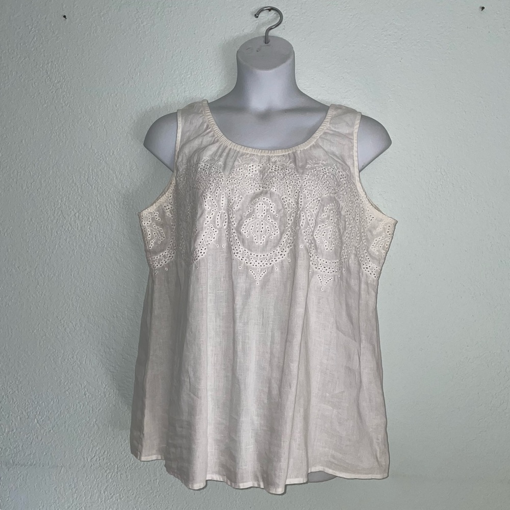 J. Jill 1x Blouse Peasant Sleeveless white